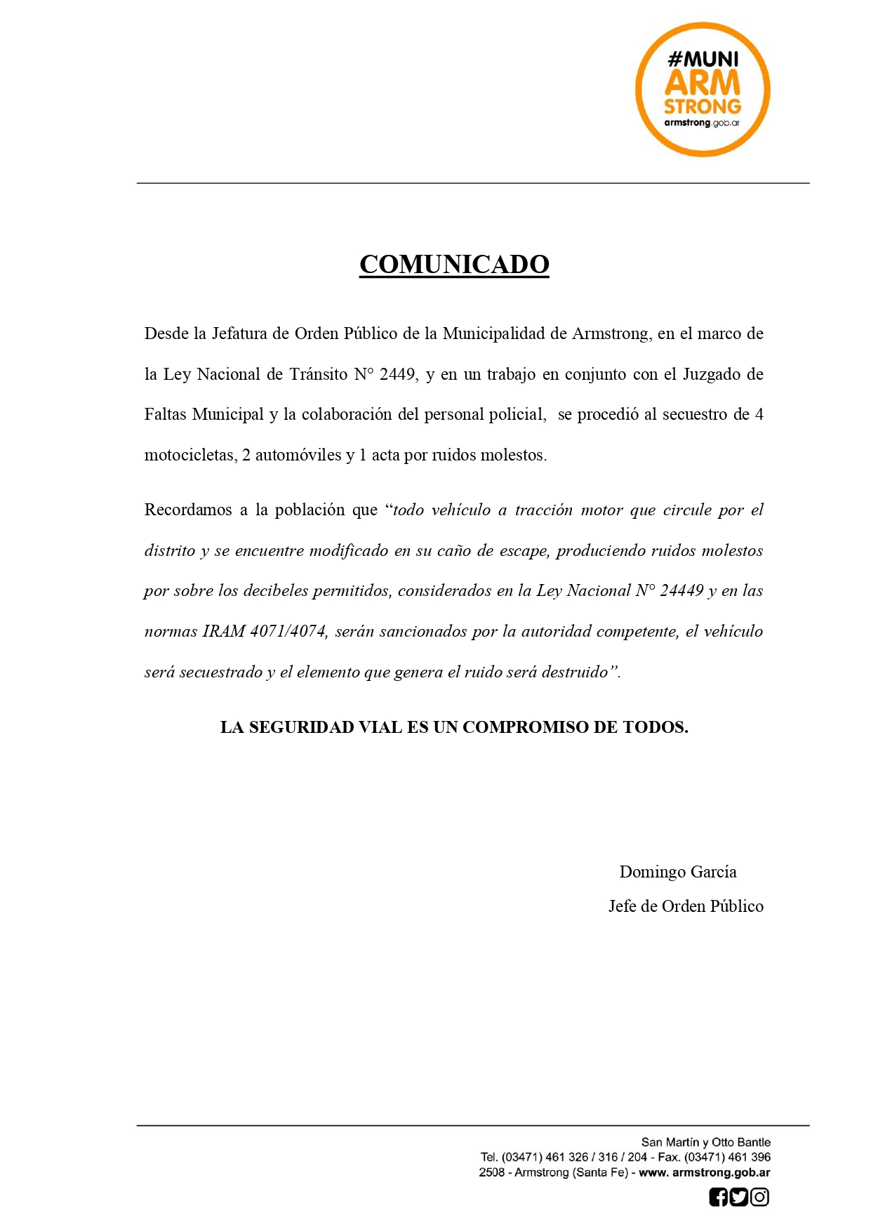 Comunicado ORDEN PUBLICO 21 03