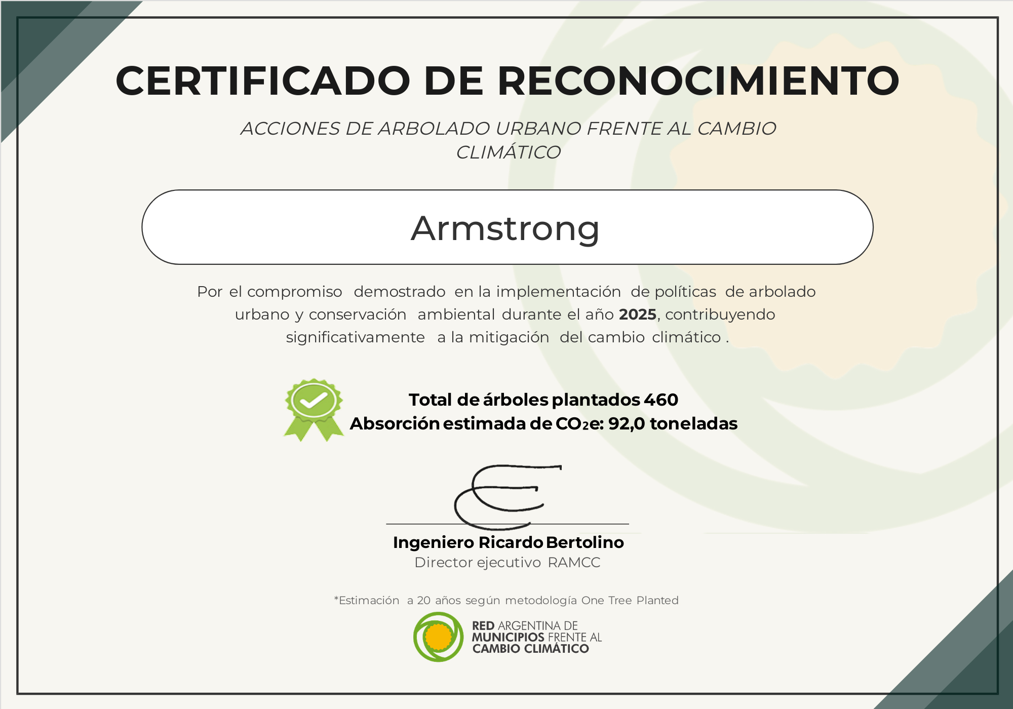 Reconocimiento por el compromiso ambiental